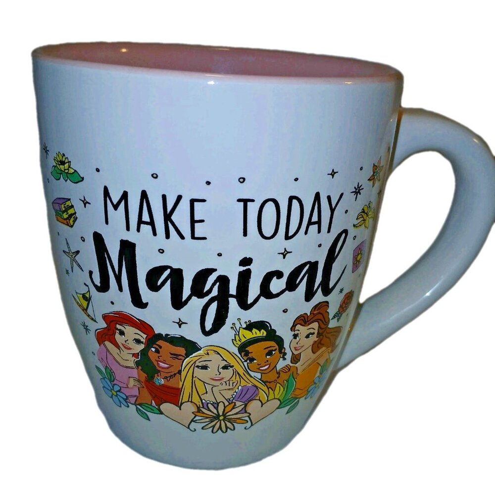 Disney Princesses Make Today Magical Large 25 oz Coffee Mug Pink Interior Cup